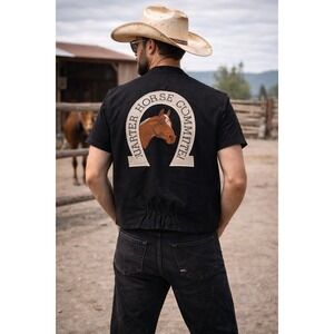 Schaefer‎ Outfitter Vest Mens 2XL Black Embroidered Quarter Horse Western USA
